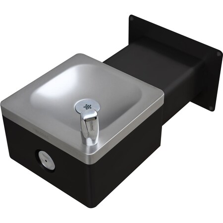 Global Industrial Outdoor Wall Mounted Drinking Fountain, Black Powder Coat 761224BK